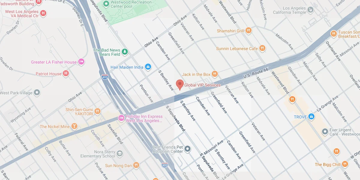 Map of Global VIP Services at 11041 Santa Monica Blvd, Suite 309, Los Angeles